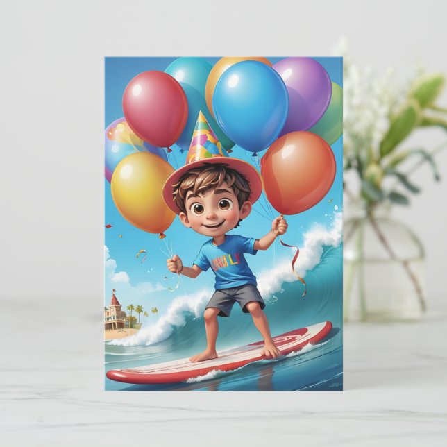 surfs up surfing plage invitations fête d'annivers (Debout devant)