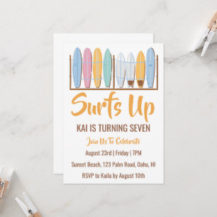 surfs up surfing plage invitations fête d'annivers
