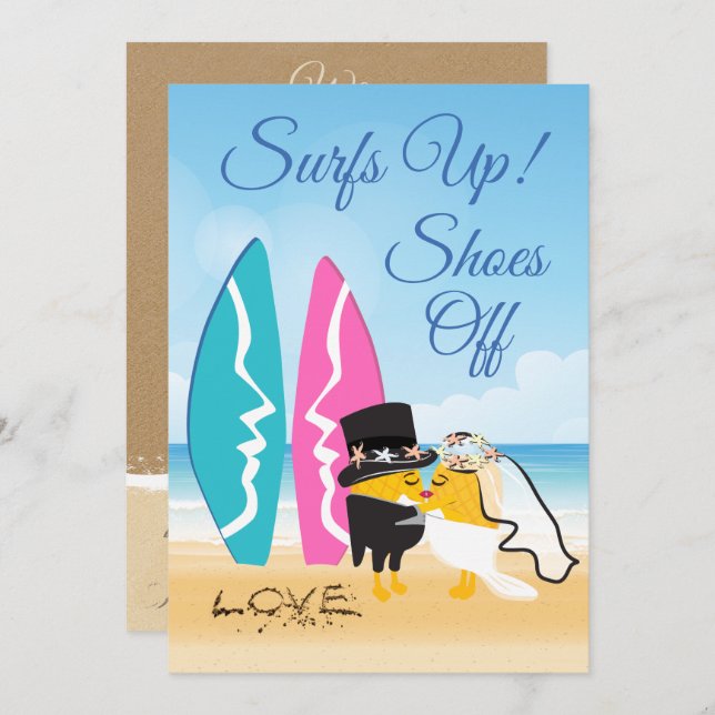 Surfs Up Wedding Invitations (Devant / Derrière)
