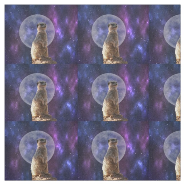 Suricate par une nuit de pleine lune, tissu (Échantillon)