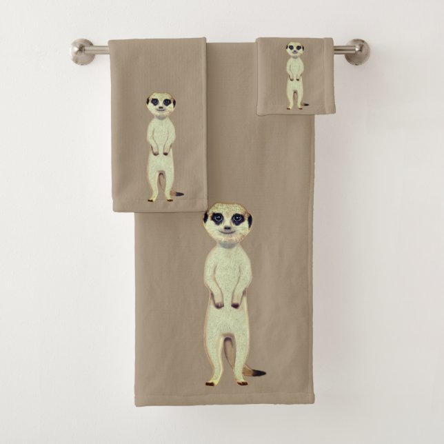 Suricate sur beige chanceux (En situation)