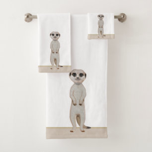 Suricate sur beige et blanc