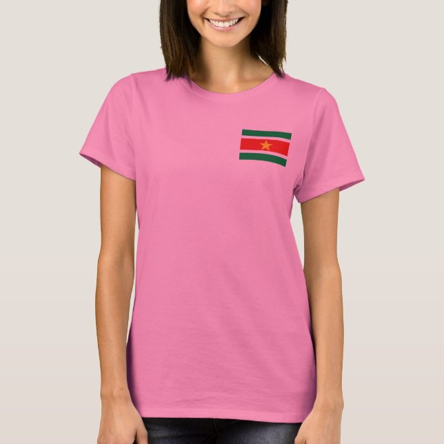 Suriname Drapeau et carte t-shirt (Devant)