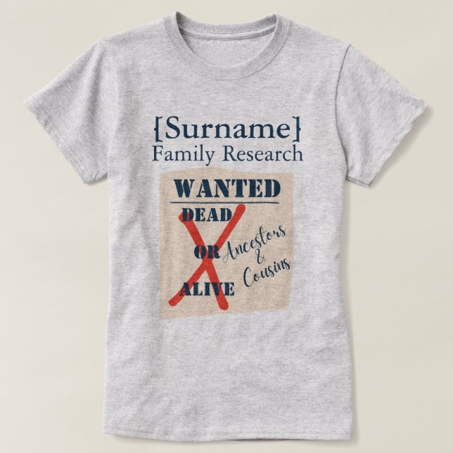 [Surname] Family Research (Wanted Poster) T-Shirt (Design devant)