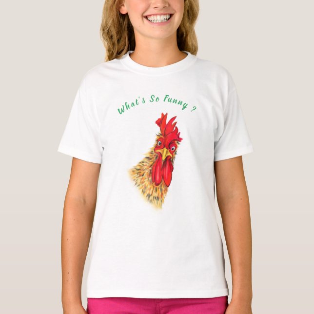 Surpris Rooster Jouer Enfants T-shirt drôle (Devant)