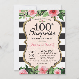Surprise 100e anniversaire Invitation Femmes Flora