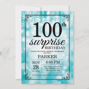 Surprise 100e anniversaire Invitation Parties scin