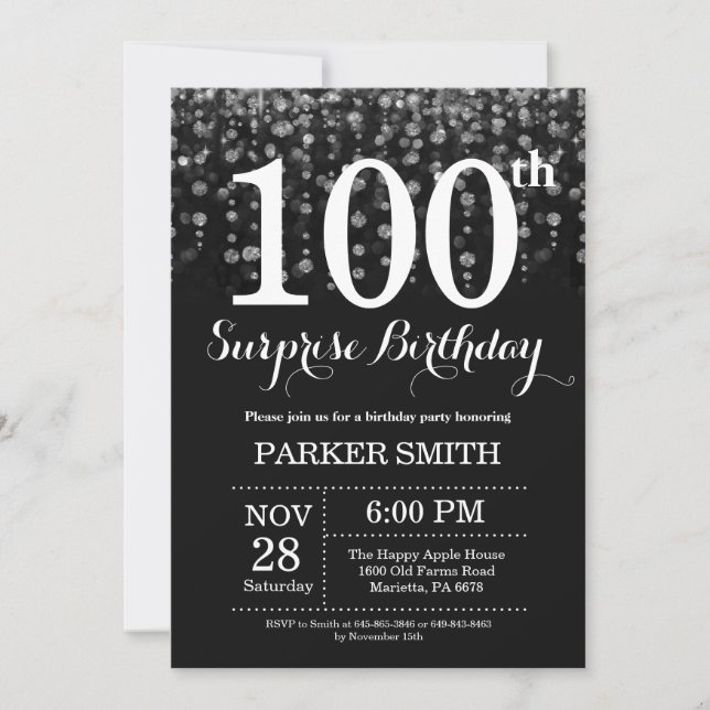 Surprise 100e anniversaire Invitation Parties scin (Devant)