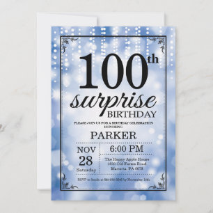 Surprise 100e anniversaire Invitation Parties scin