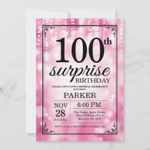 Surprise 100e anniversaire Invitation Parties scin