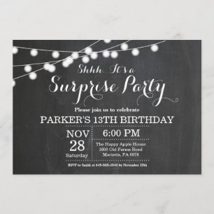 Surprise 13e anniversaire Invitation Chalkboard