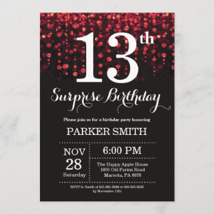 Surprise 13e anniversaire Invitation Parties scint