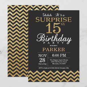 Surprise 15e anniversaire Invitation Parties scint