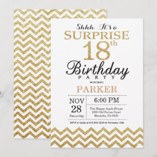Surprise 18e anniversaire Invitation Parties scint
