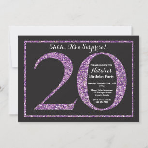 Surprise 20e anniversaire Invitation Purple Partie