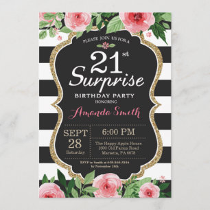 Surprise 21e anniversaire Invitation Femmes. Flora