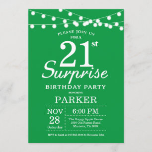Surprise 21e anniversaire Invitation Green