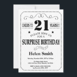 Surprise 21e anniversaire Invitation noir et blanc<br><div class="desc">Surprise 21e Invitation Anniversaire Typographie noir et blanc. Arrière - plan noir et blanc. Anniversaire adulte. Hommes ou Femmes Anniversaire. Enfants Garçon ou fille Ado Anniversaire adolescent Invitation . 13ème 15ème 16ème 18ème 20ème 21ème 30ème 40ème 50ème 60ème 70ème 80ème 90ème 100ème. N'Importe Quel Âge. Pour plus de personnalisation, cliquez...</div>