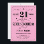 Surprise 21e anniversaire Invitation noir et rose<br><div class="desc">Surprise 21e anniversaire Invitation Typographie noir et rose. Arrière - plan noir et rose. Anniversaire adulte. Hommes ou Femmes Anniversaire. Enfants Garçon ou fille Ado Anniversaire adolescent Invitation . 13ème 15ème 16ème 18ème 20ème 21ème 30ème 40ème 50ème 60ème 70ème 80ème 90ème 100ème. N'Importe Quel Âge. Pour plus de personnalisation, cliquez...</div>