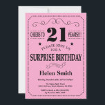Surprise 21e anniversaire Invitation noir et rose<br><div class="desc">Surprise 21e anniversaire Invitation Typographie noir et rose. Arrière - plan noir et rose. Anniversaire adulte. Hommes ou Femmes Anniversaire. Enfants Garçon ou fille Ado Anniversaire adolescent Invitation . 13ème 15ème 16ème 18ème 20ème 21ème 30ème 40ème 50ème 60ème 70ème 80ème 90ème 100ème. N'Importe Quel Âge. Pour plus de personnalisation, cliquez...</div>