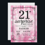 Surprise 21e anniversaire Invitation Parties scint<br><div class="desc">Surprise 21e anniversaire Invitation avec des lumières à cordes roses avec Arrière - plan Parties scintillant rose. Anniversaire rose. Anniversaire adulte. Hommes ou Femmes Anniversaire Invitation. 13ème 15ème 16ème 18ème 20ème 21ème 30ème 40ème 50ème 60ème 70ème 80ème 90ème 100ème, Tout âge. Pour plus de personnalisation, cliquez sur le bouton "Customiser"...</div>