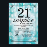 Surprise 21e anniversaire Invitation Parties scint<br><div class="desc">Invitation surprise 21e anniversaire avec Turquoise lampes à cordes avec Arrière - plan Parties scintillant Turquoise. anniversaire turquoise. Anniversaire adulte. Hommes ou Femmes Anniversaire Invitation. 13ème 15ème 16ème 18ème 20ème 21ème 30ème 40ème 50ème 60ème 70ème 80ème 90ème 100ème, Tout âge. Pour plus de personnalisation, cliquez sur le bouton "Customiser" et...</div>