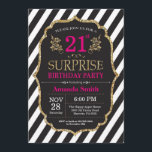 Surprise 21e anniversaire Invitation Pink Black Go<br><div class="desc">Surprise 21e anniversaire Invitation pour femmes. Invitation de fête d'anniversaire rose noir et or. Parties scintillant or. Fleur Florale Rose. Blancs et Noirs. Numérique imprimable. Pour plus de personnalisation,  cliquez sur le bouton "Customiser" et utilisez notre outil de conception pour modifier ce modèle.</div>