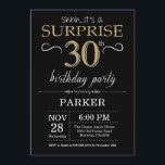 Surprise 30e anniversaire Invitation Black and Gol<br><div class="desc">Surprise 30e anniversaire Invitation avec Arrière - plan Parties scintillant Noir et Or. Tableau. Anniversaire adulte. Hommes ou Femmes Anniversaire Invitation. N'importe quel âge. Pour plus de personnalisation,  cliquez sur le bouton "Customiser" et utilisez notre outil de conception pour modifier ce modèle.</div>