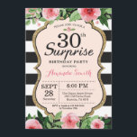 Surprise 30e anniversaire Invitation Femmes Floral<br><div class="desc">Surprise 30e anniversaire Invitation pour les femmes. Invitation de fête d'anniversaire noir et or. Parties scintillant or. Aquarelle rose Fleur Florale. Blancs et Noirs. Numérique imprimable. Pour plus de personnalisation,  cliquez sur le bouton "Customiser" et utilisez notre outil de conception pour modifier ce modèle.</div>