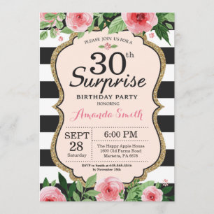 Surprise 30e anniversaire Invitation Femmes Floral