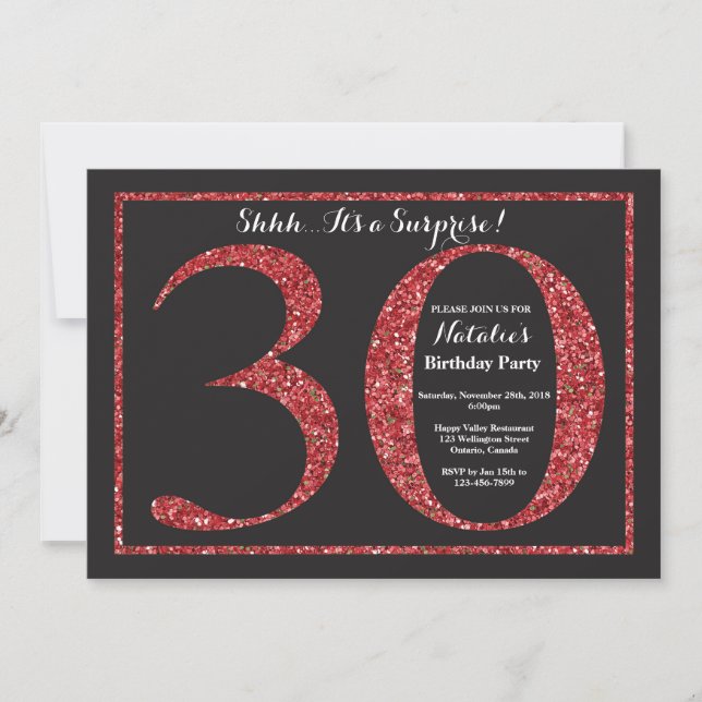 Surprise 30e anniversaire Invitation Parties scint (Devant)