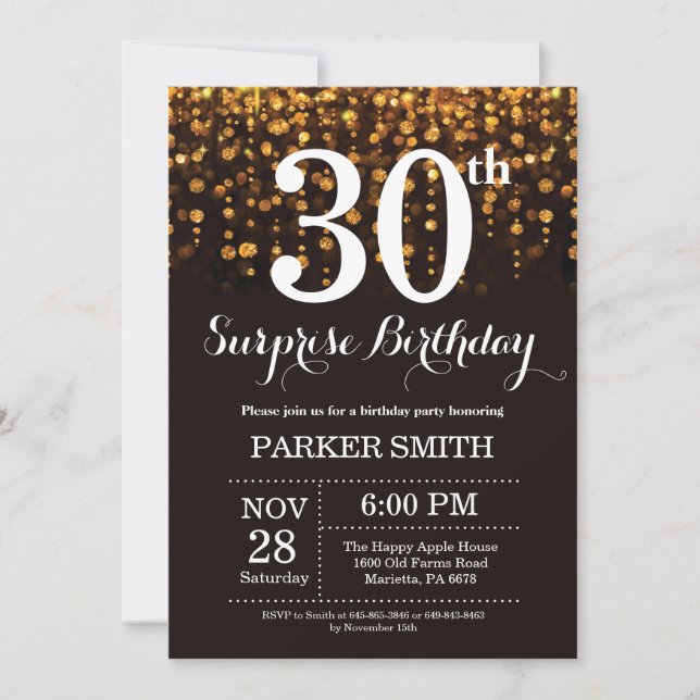Surprise 30e anniversaire Invitation Parties scint (Devant)