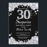 Surprise 30e anniversaire Invitation Silver Diamon<br><div class="desc">Invitation surprise 30e anniversaire. Arrière - plan de tableau de bord diamant en pierre d'argent. Élégant invitation de Bassorh Anniversaire. Noir et blanc. Anniversaire adulte. Femmes Anniversaire. Hommes Anniversaire. Pour plus de personnalisation,  cliquez sur le bouton "Customiser" et utilisez notre outil de conception pour modifier ce modèle.</div>