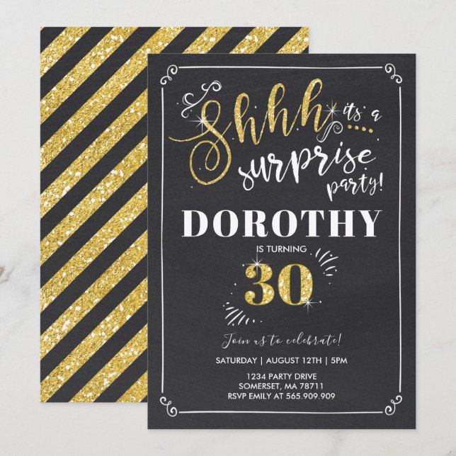 Surprise 30e anniversaire Invitation Vintage Surpr (Devant / Derrière)