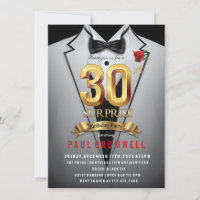 Surprise 30e anniversaire Tuxedo Invitation