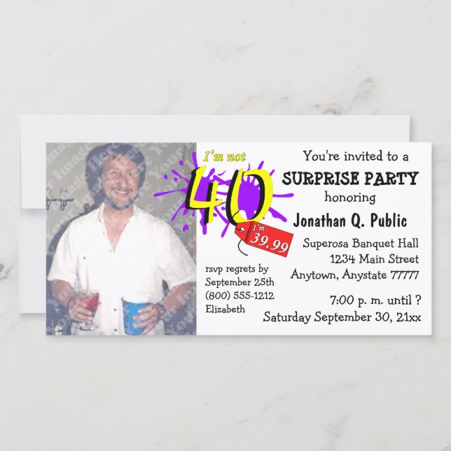 Surprise 40e anniversaire de fête Photo Invitation (Devant)