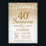 Surprise 40e anniversaire Invitation Gold<br><div class="desc">Invitation surprise 40e anniversaire avec aurore des lumières à cordes. Anniversaire de l'or. Anniversaire adulte. Hommes ou Femmes Anniversaire Invitation. 13ème 15ème 16ème 18ème 20ème 21ème 30ème 40ème 50ème 60ème 70ème 80ème 90ème 100ème, Tout âge. Pour plus de personnalisation, cliquez sur le bouton "Customiser" et utilisez notre outil de conception...</div>