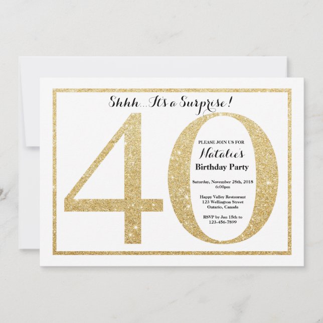 Surprise 40e anniversaire Invitation Parties scint (Devant)