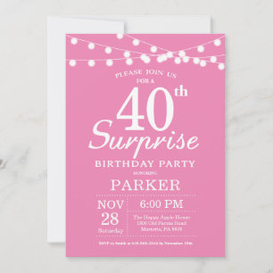Surprise 40e anniversaire Invitation rose