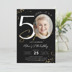 Surprise 50e anniversaire Black Gold Invitation ph