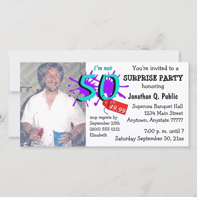Surprise 50e anniversaire de fête Photo Invitation (Devant)