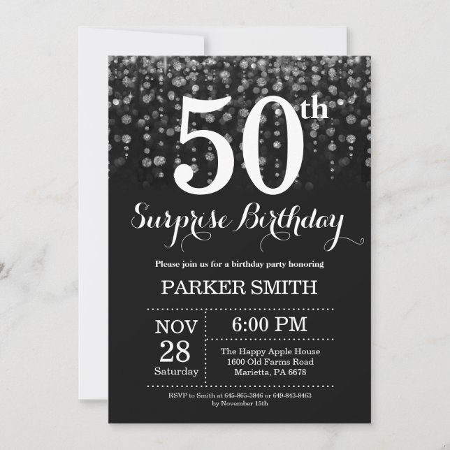 Surprise 50e anniversaire Invitation Parties scint (Devant)