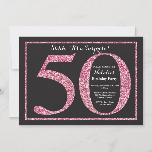 Surprise 50e anniversaire Invitation Parties scint (Devant)