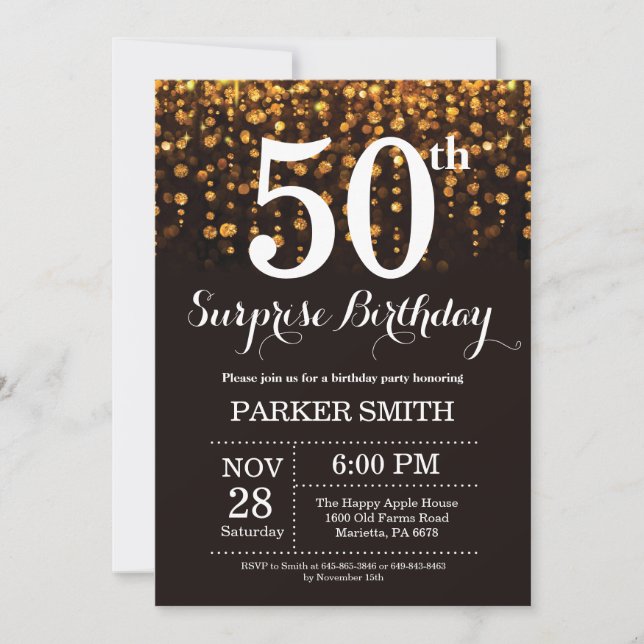 Surprise 50e anniversaire Invitation Parties scint (Devant)