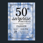 Surprise 50e anniversaire Invitation Parties scint<br><div class="desc">Invitation surprise 50e anniversaire avec des lumières à cordes bleues avec Arrière - plan Parties scintillant bleu. Anniversaire bleu. Anniversaire adulte. Hommes ou Femmes Anniversaire Invitation. 13ème 15ème 16ème 18ème 20ème 21ème 30ème 40ème 50ème 60ème 70ème 80ème 90ème 100ème, Tout âge. Pour plus de personnalisation, cliquez sur le bouton "Customiser"...</div>
