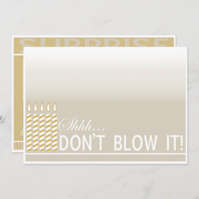 Surprise 50e Anniversaire Soirée Gold Invitation (Devant / Derrière)