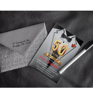 Surprise 50e anniversaire Tuxedo Invitation