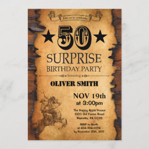 Surprise 50e Invitation Occidentale Anniversaire