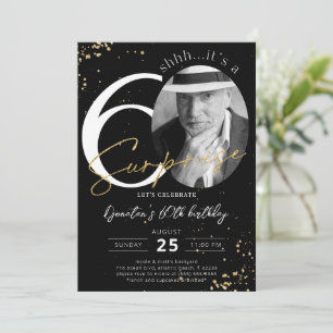 Surprise 60e anniversaire Black Gold Invitation ph