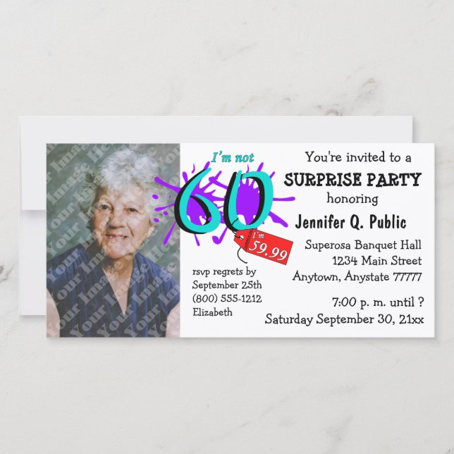 Surprise 60e anniversaire de fête Photo Invitation (Devant)